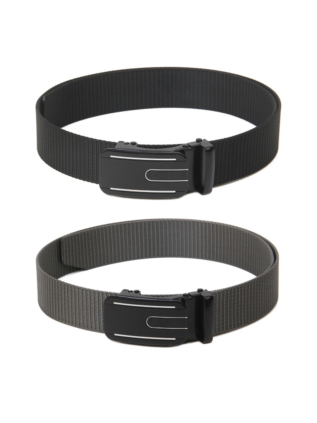 

Calvadoss Men Set Of 2 Textured Belts, Black