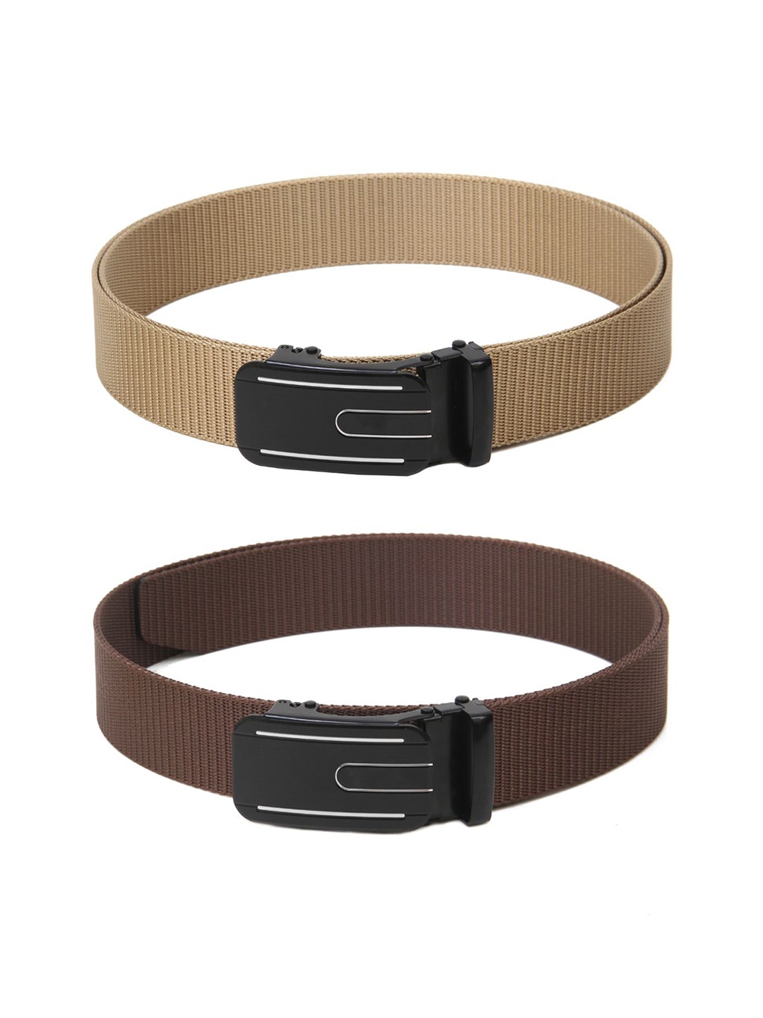 

Calvadoss Men Set Of 2 Textured Belts, Beige