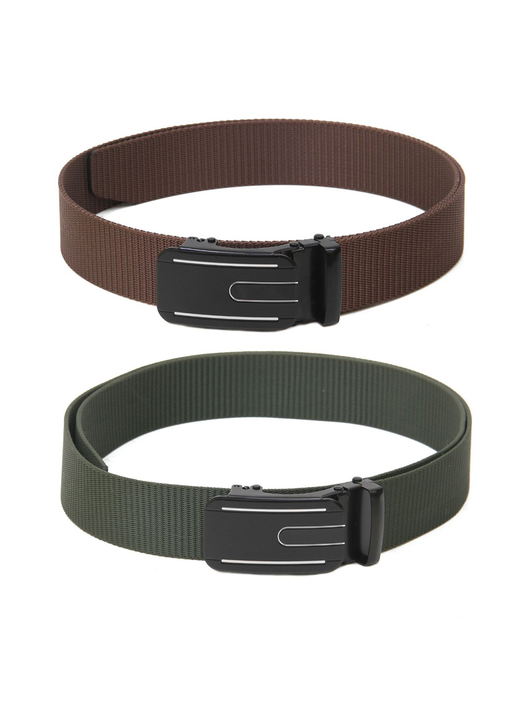

Calvadoss Men Set Of 2 Textured Canvas Belts, Brown
