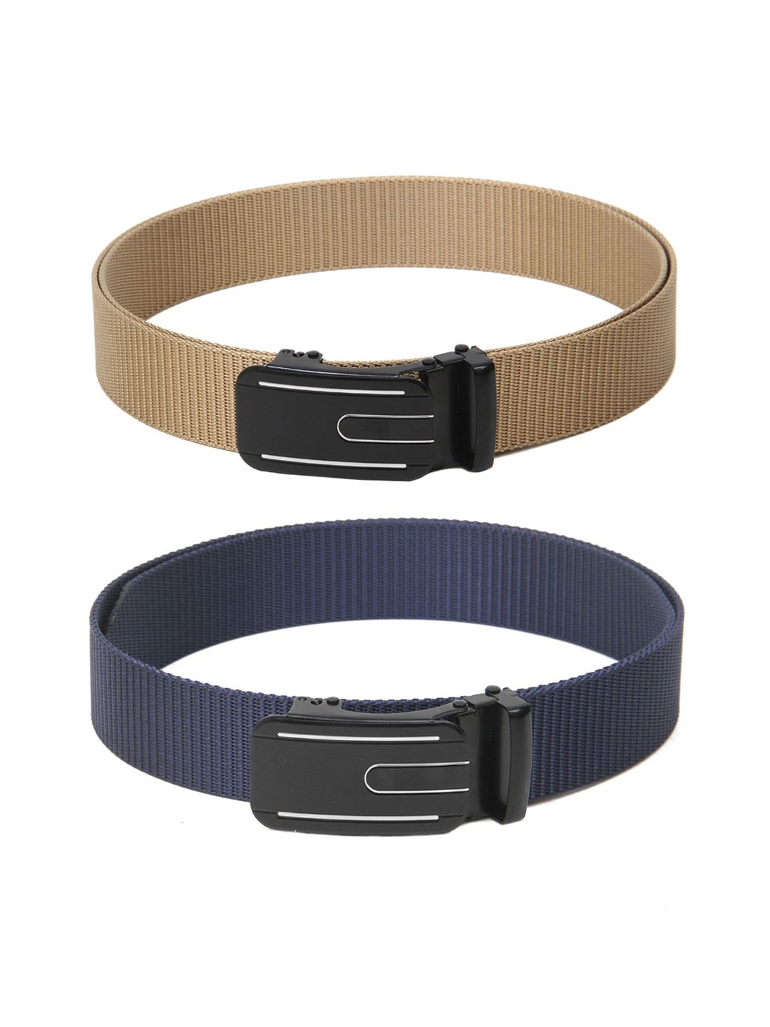 

Calvadoss Men Set Of 2 Textured Canvas Belts, Beige