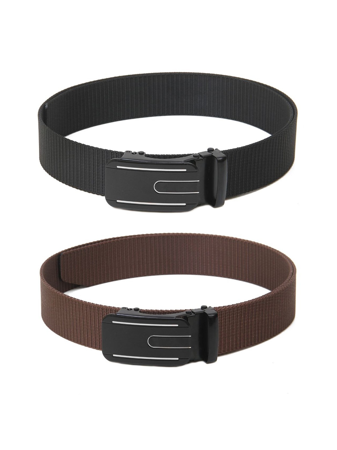 

Calvadoss Men Set of 2 Textured Belts, Black