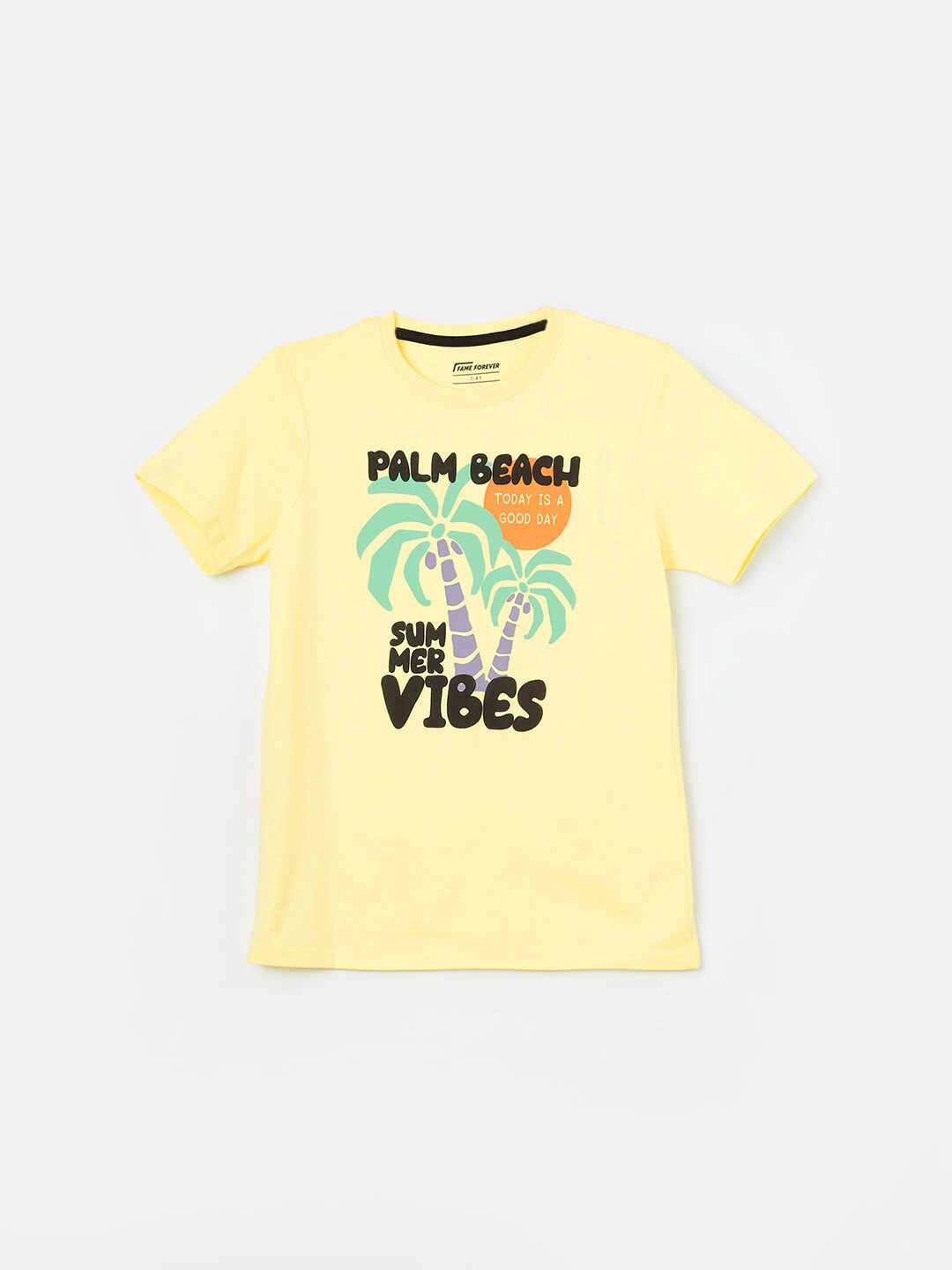 

Fame Forever by Lifestyle Boys Round Neck Graphic Printed Cotton T-shirt, Yellow