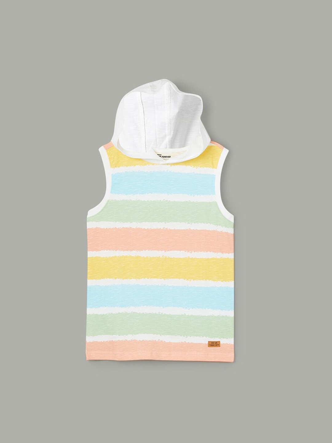 

Fame Forever by Lifestyle Boys Striped Hooded Pure Cotton Casual T-shirt, Off white