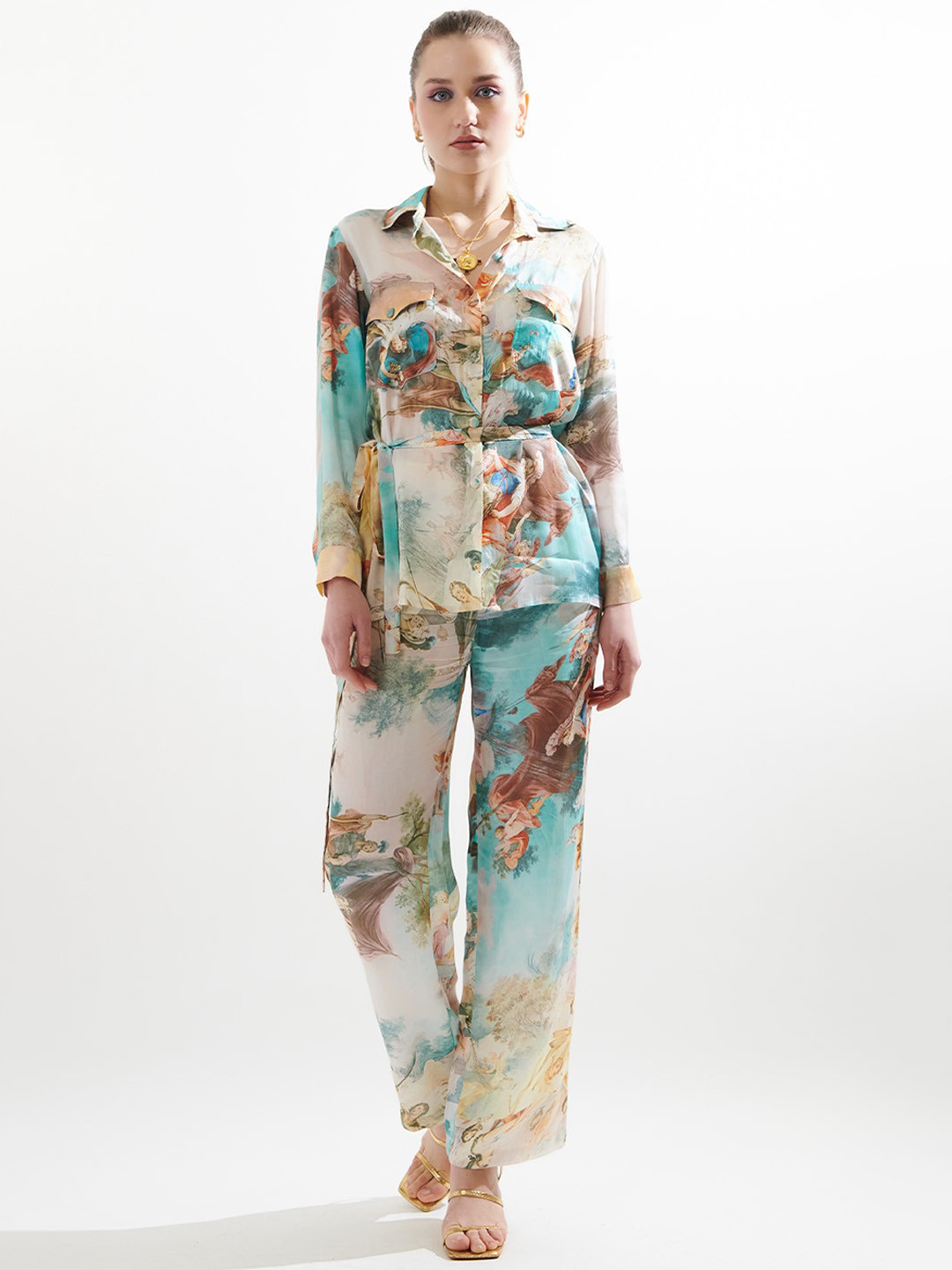 

CIN CIN Printed Shirt Collar Shirt With Trousers, Off white