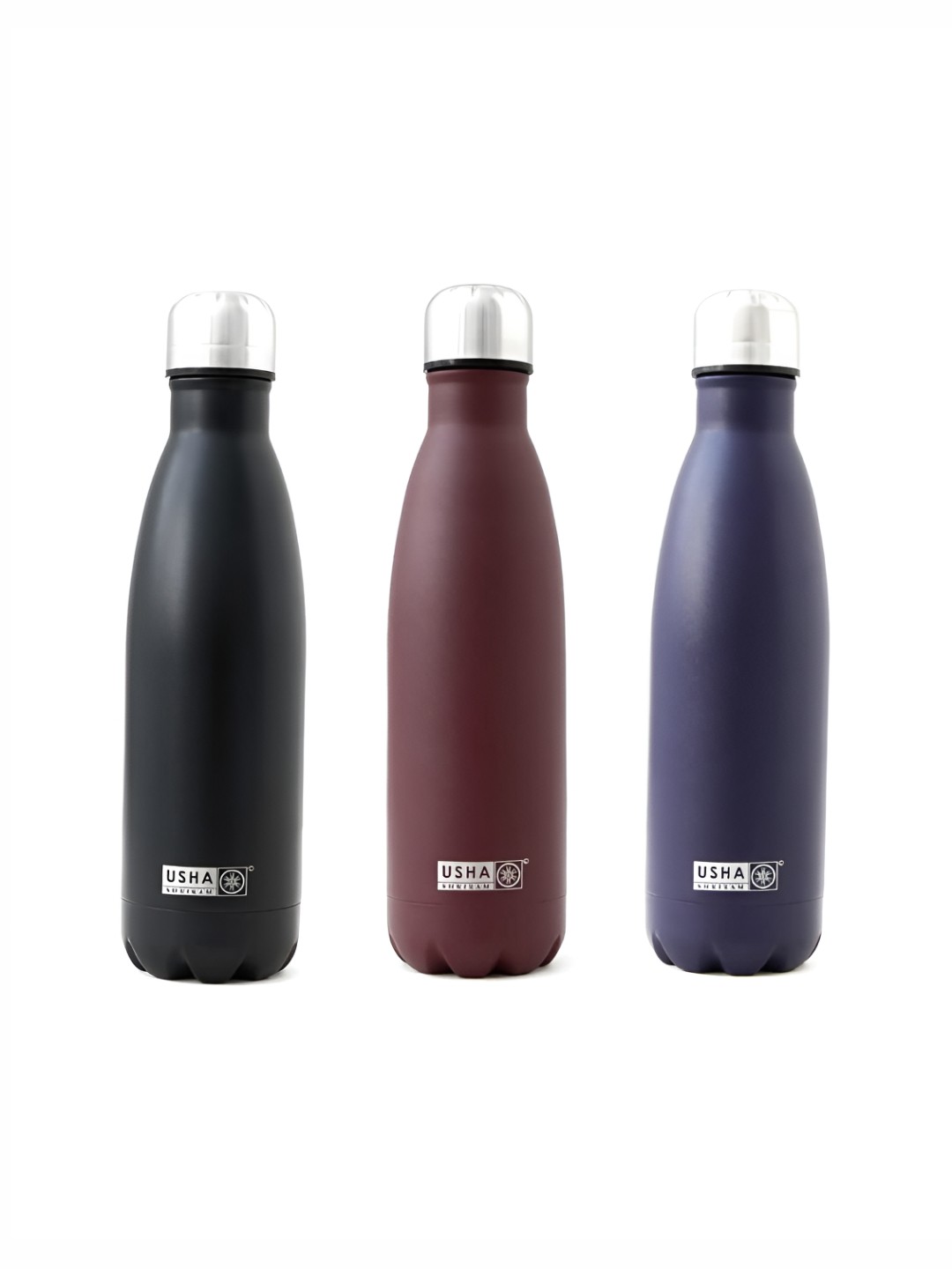 

USHA SHRIRAM Assorted 3 Pieces Double Wall Vacuum Stainless Steel Water Bottles 1 L Each