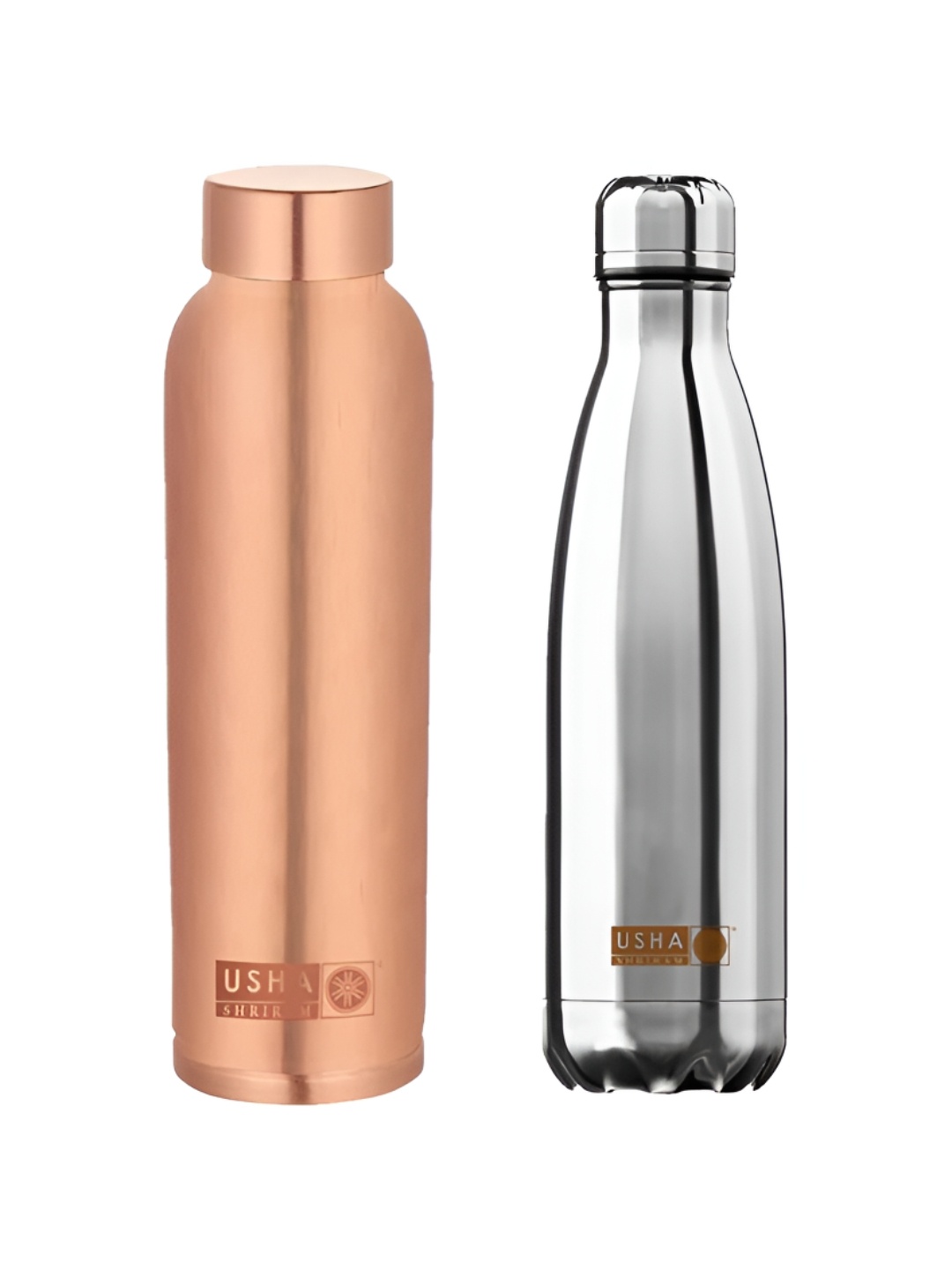 

USHA SHRIRAM Copper Toned & Silver Toned 2 Pieces Double Wall Vacuum Water Bottles 950