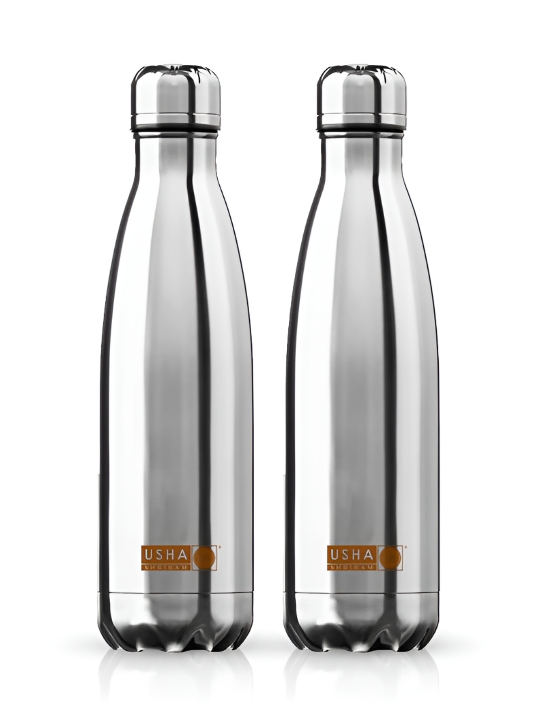 

USHA SHRIRAM Silver Toned 2 Pcs Double Wall Vacuum Stainless Steel Water Bottles 500 ml
