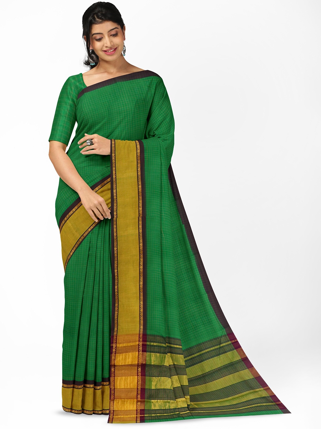 

APCO Zari Pure Cotton Saree, Green