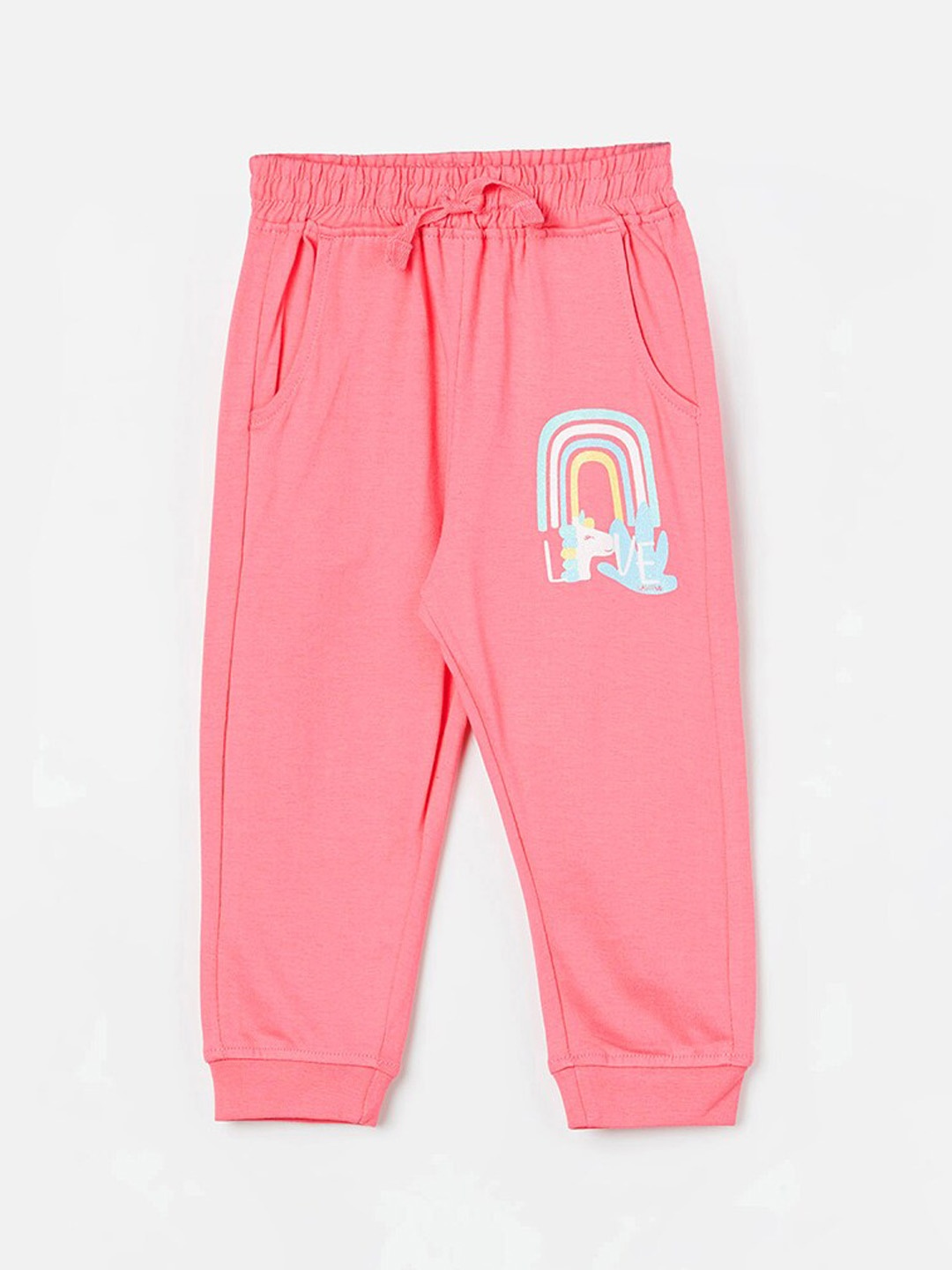 

Juniors by Lifestyle Infant Girls Printed Cotton Mid Rise Joggers, Pink