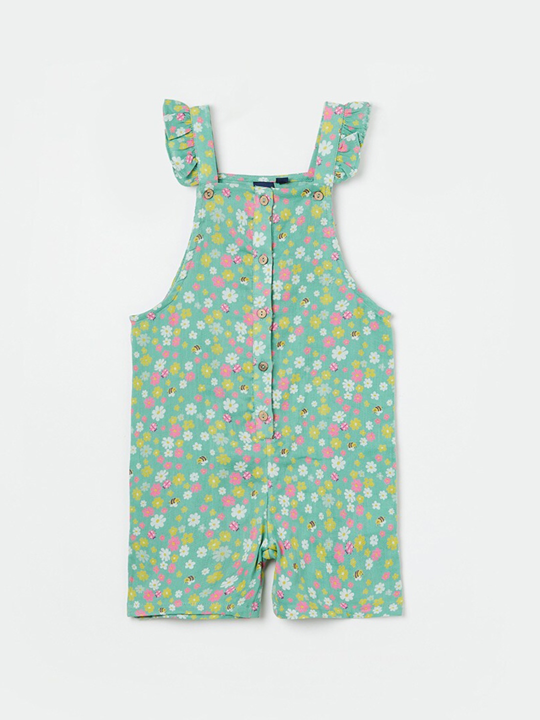 

Juniors by Lifestyle Girls Floral Printed Ruffles Pure Cotton Basic Jumpsuit, Green