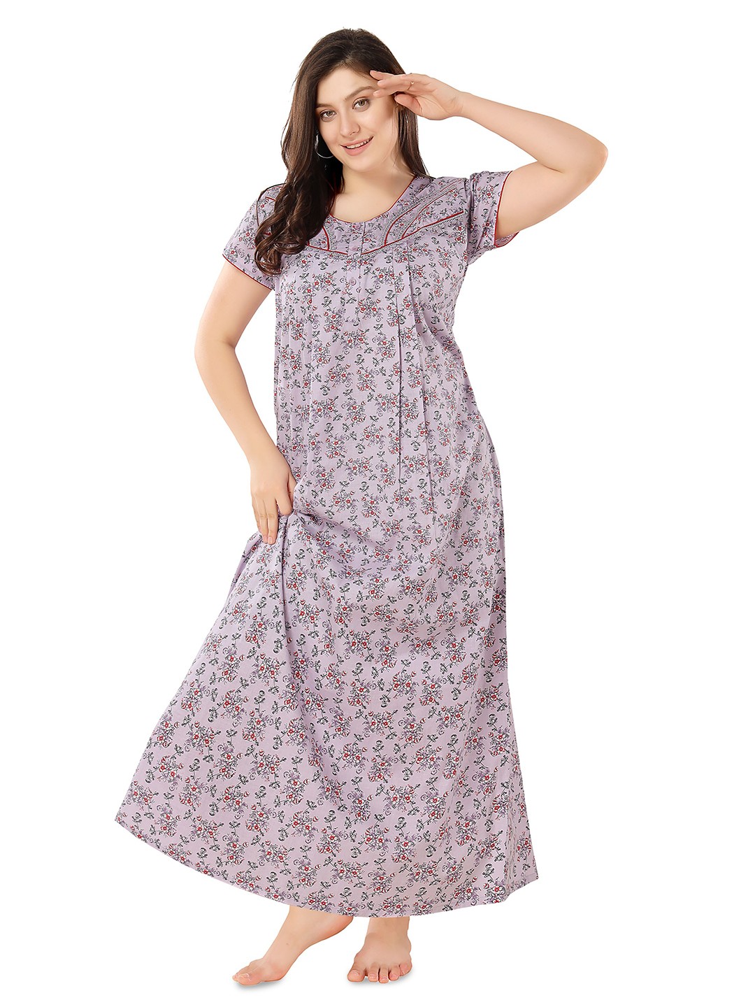 

Soulemo Printed Pure Cotton Maxi Nightdress, Lavender