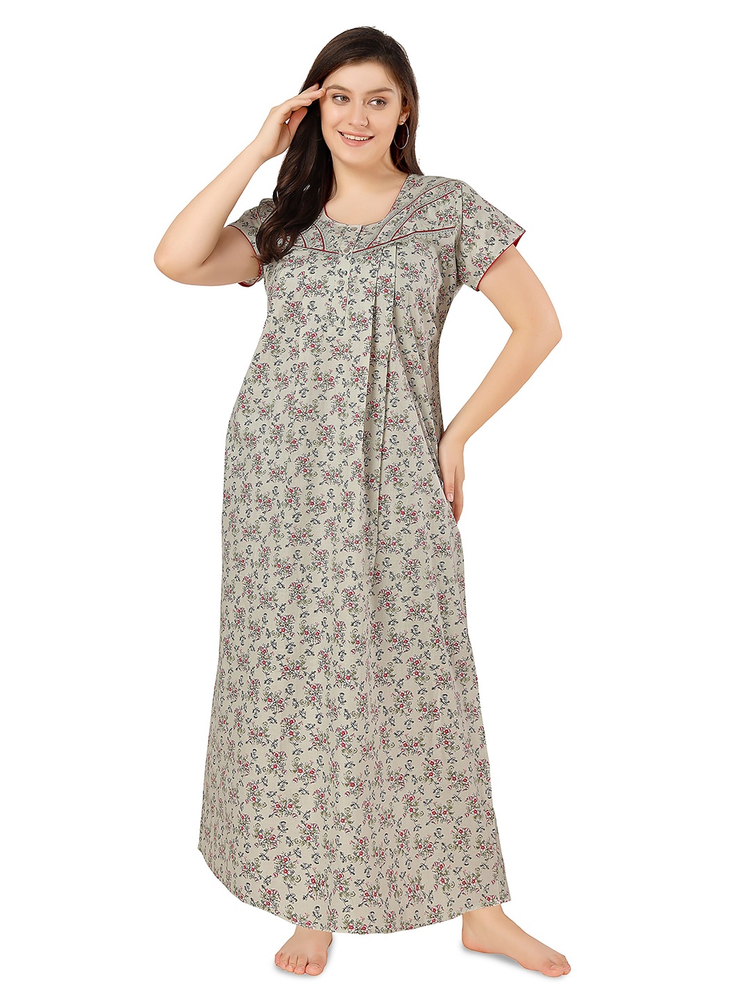 

Soulemo Printed Pure Cotton Maxi Nightdress, Green