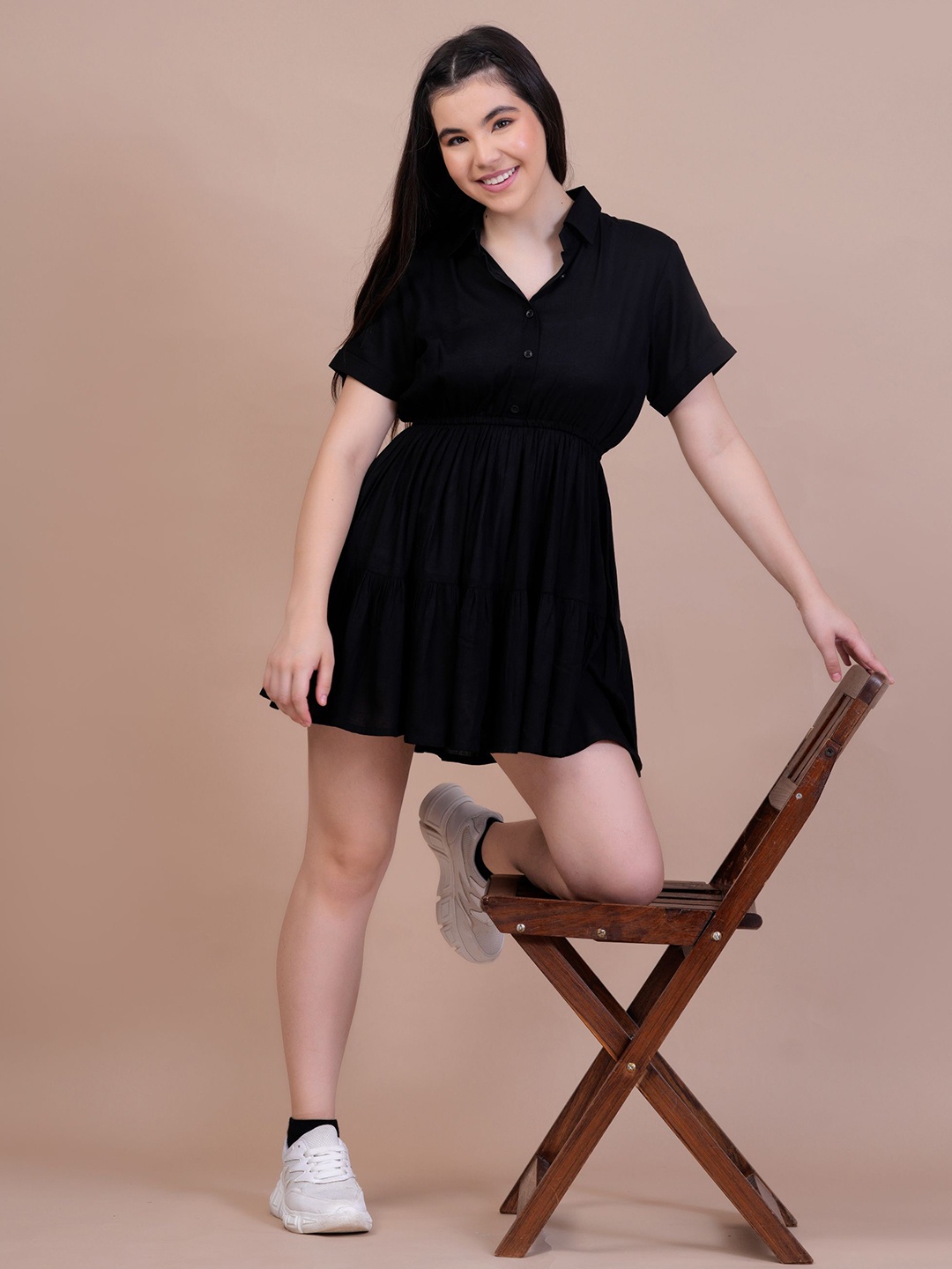 

DRESSAR Fit & Flare Mini Dress, Black