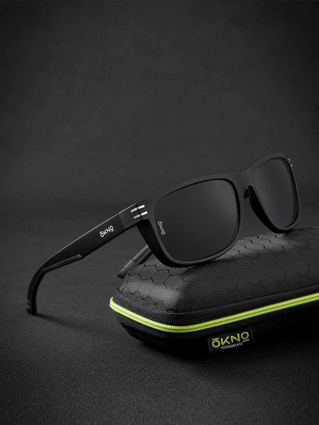 

OKNO Unisex Rectangle Sunglasses with Polarised Lens OKSalvoFKC1OKNO, Black