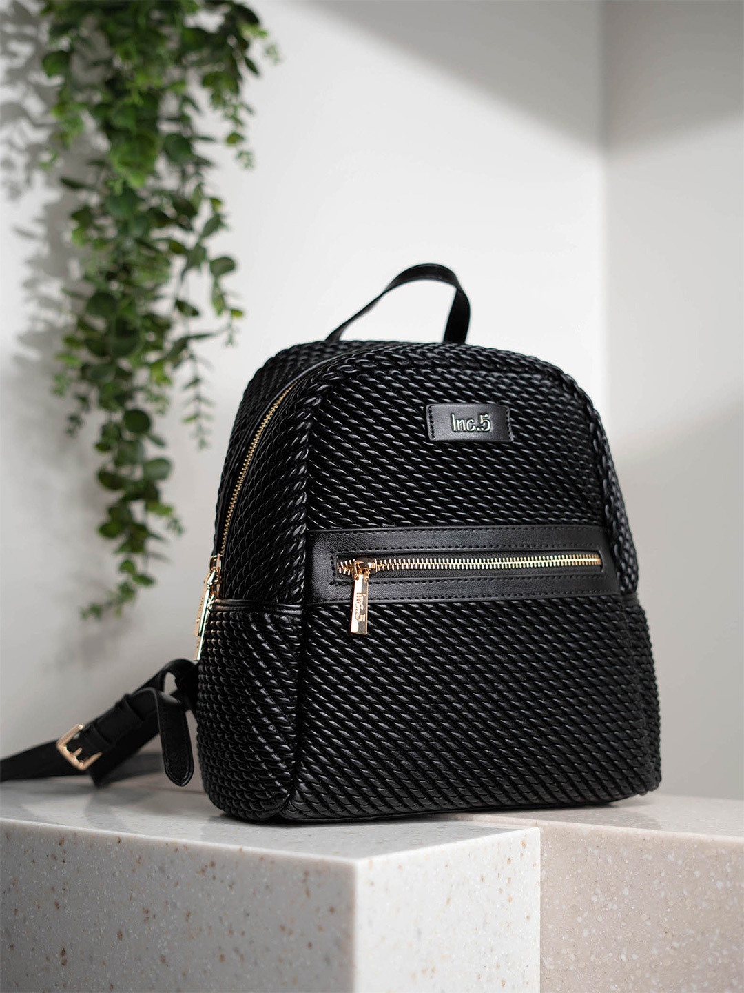 

Inc 5 Textured Small Backpack, Black