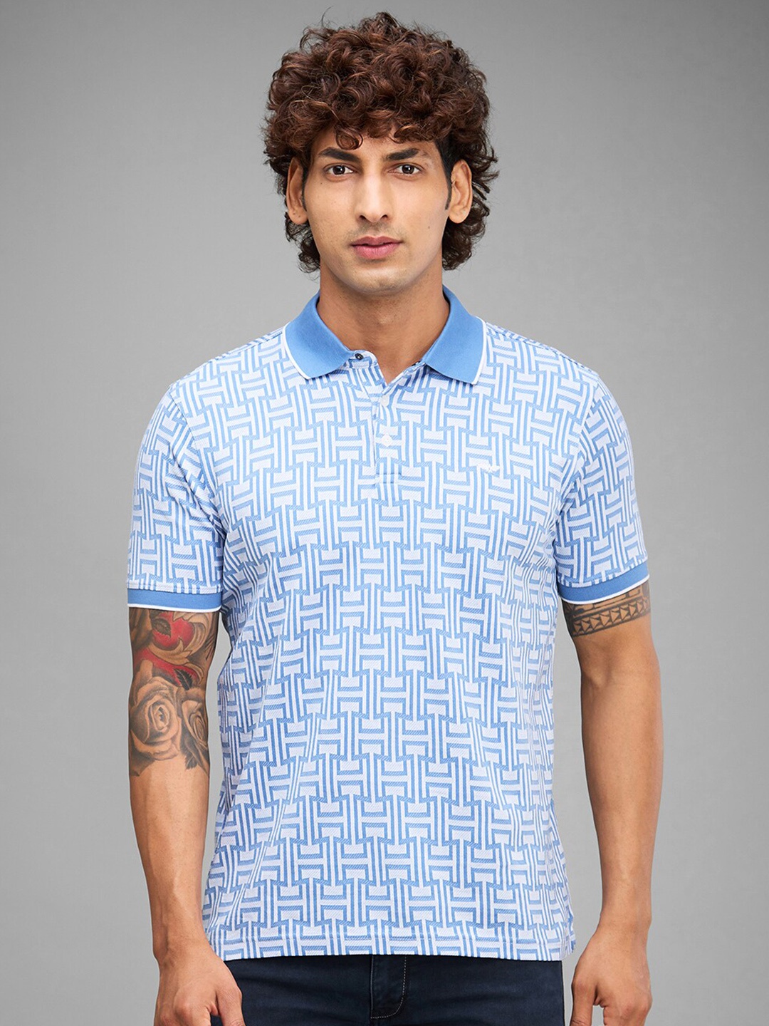 

Park Avenue Polo Collar Cotton Slim Fit T-shirt, Blue