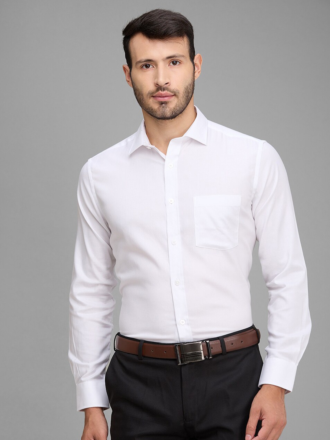 

Park Avenue Spread Collar Cotton Formal Shirt, White