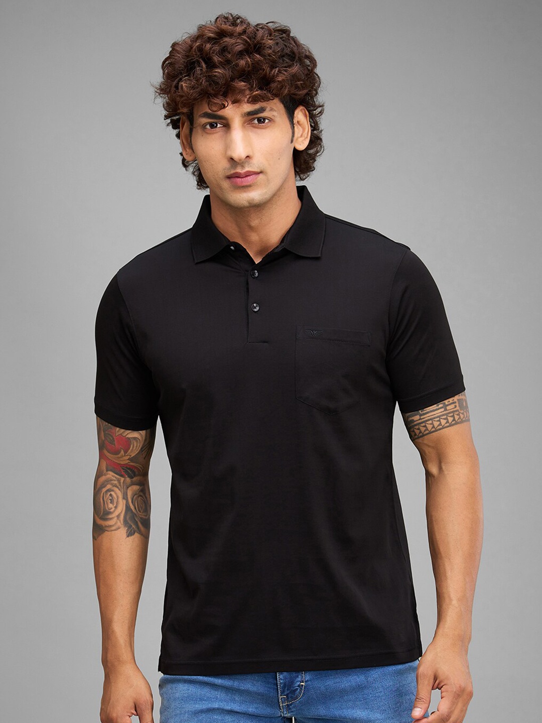 

Park Avenue Polo Collar Cotton Slim Fit T-shirt, Black