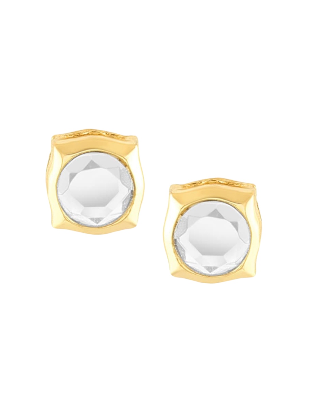 

VAGHBHATT Stainless Steel Square Studs Earrings, Gold