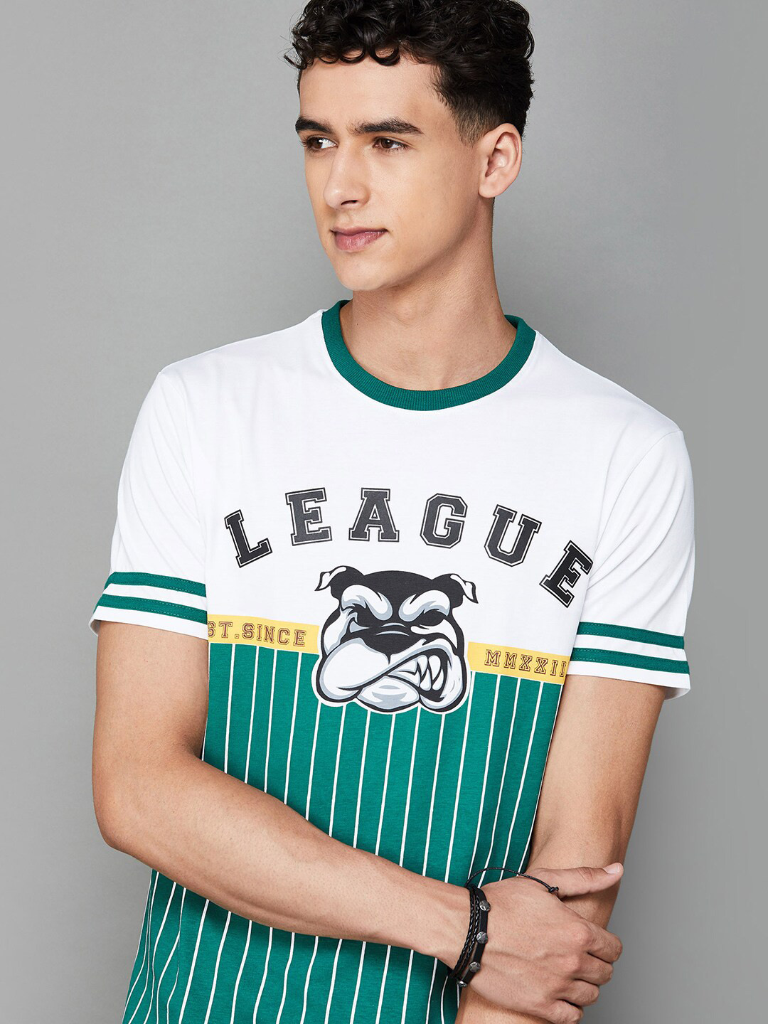 

Fame Forever by Lifestyle Typography Printed Round Neck Cotton Casual T-shirt, Green