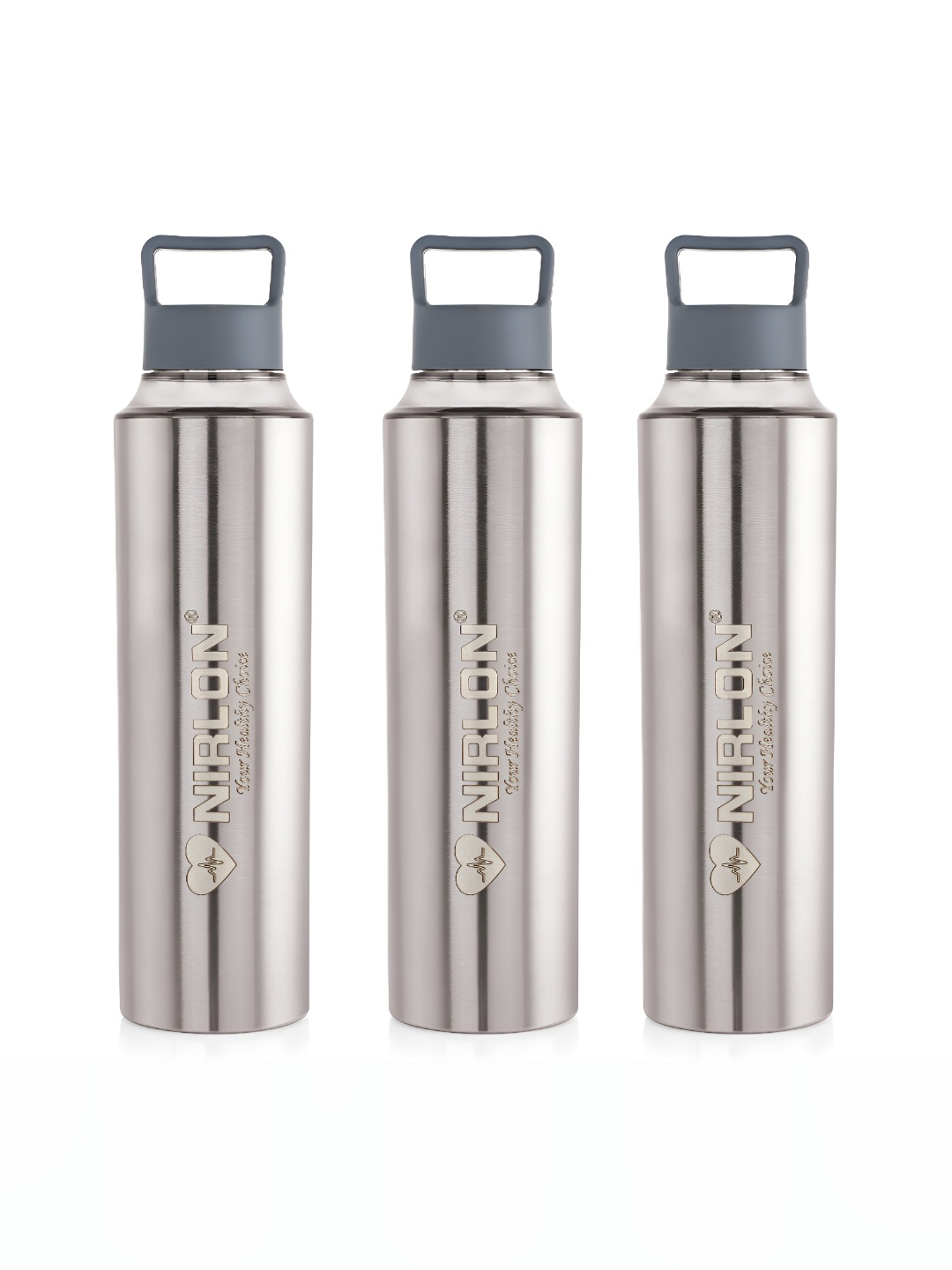 

NIRLON Grey 3 Pcs Stainless Steel Water Bottle 900 ml