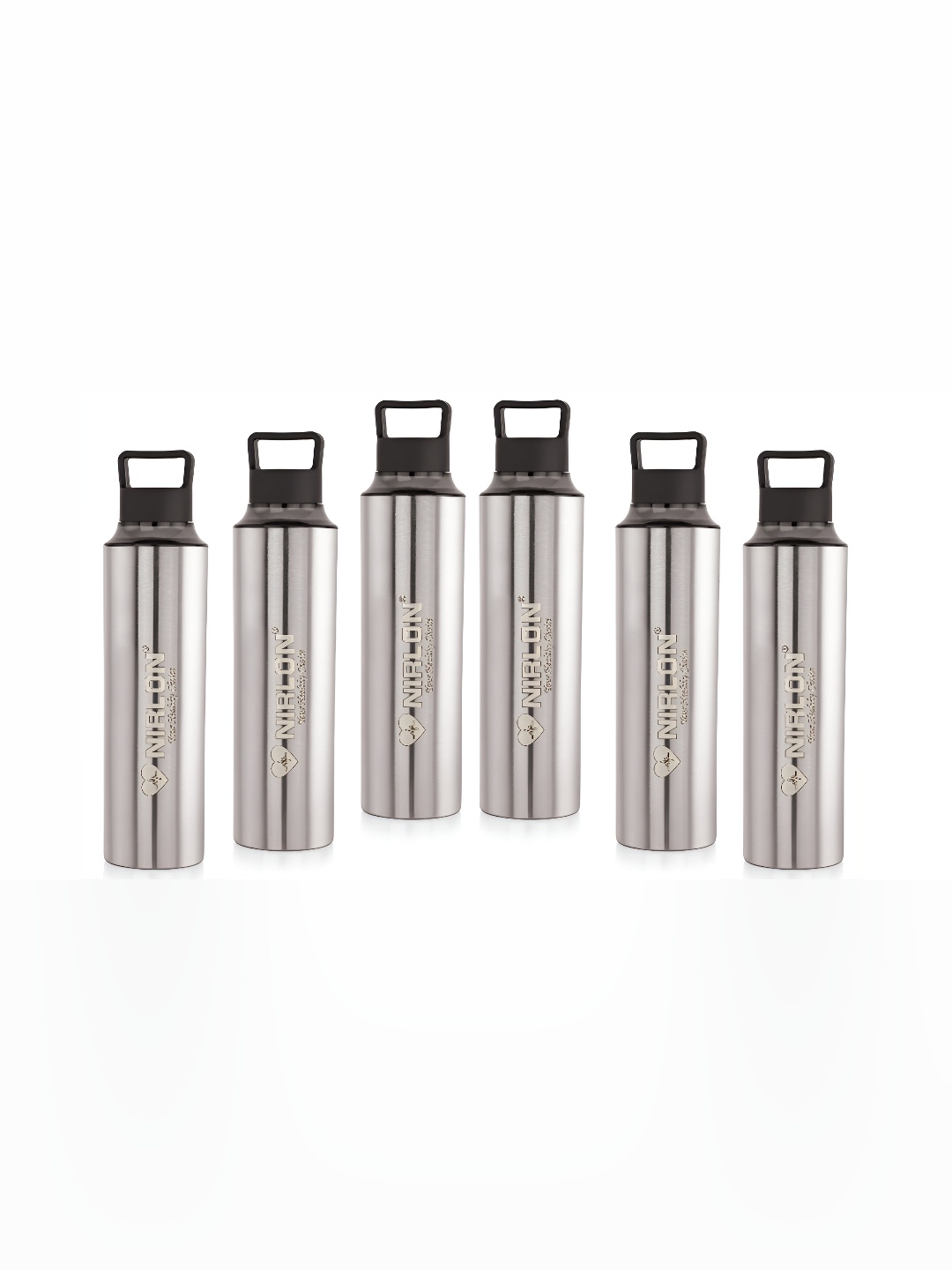 

NIRLON Black 6 Pieces Stainless Steel Water Bottles 900 ml Each