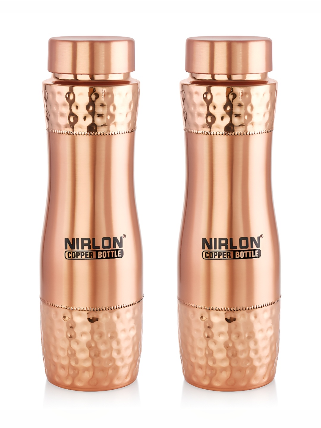 

NIRLON Copper-Toned 2 Pieces Copper Solid Water Bottle 950 ml