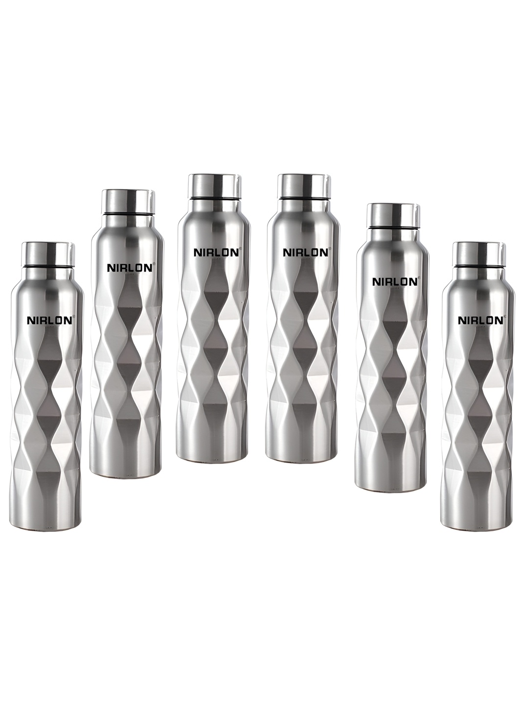 

NIRLON Silver-Toned 6 Pieces Textured Water Bottle 1 L Each