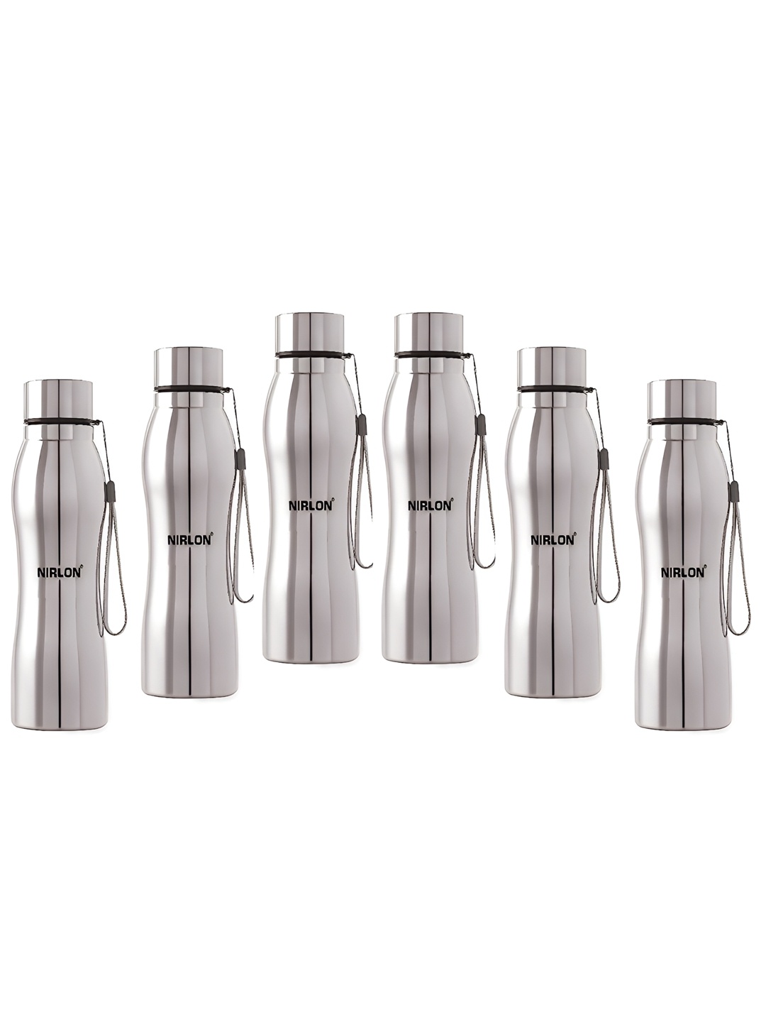 

NIRLON Silver-Toned 6 Pieces Stainless Steel Single Wall Vacuum Water Bottles 1L Each