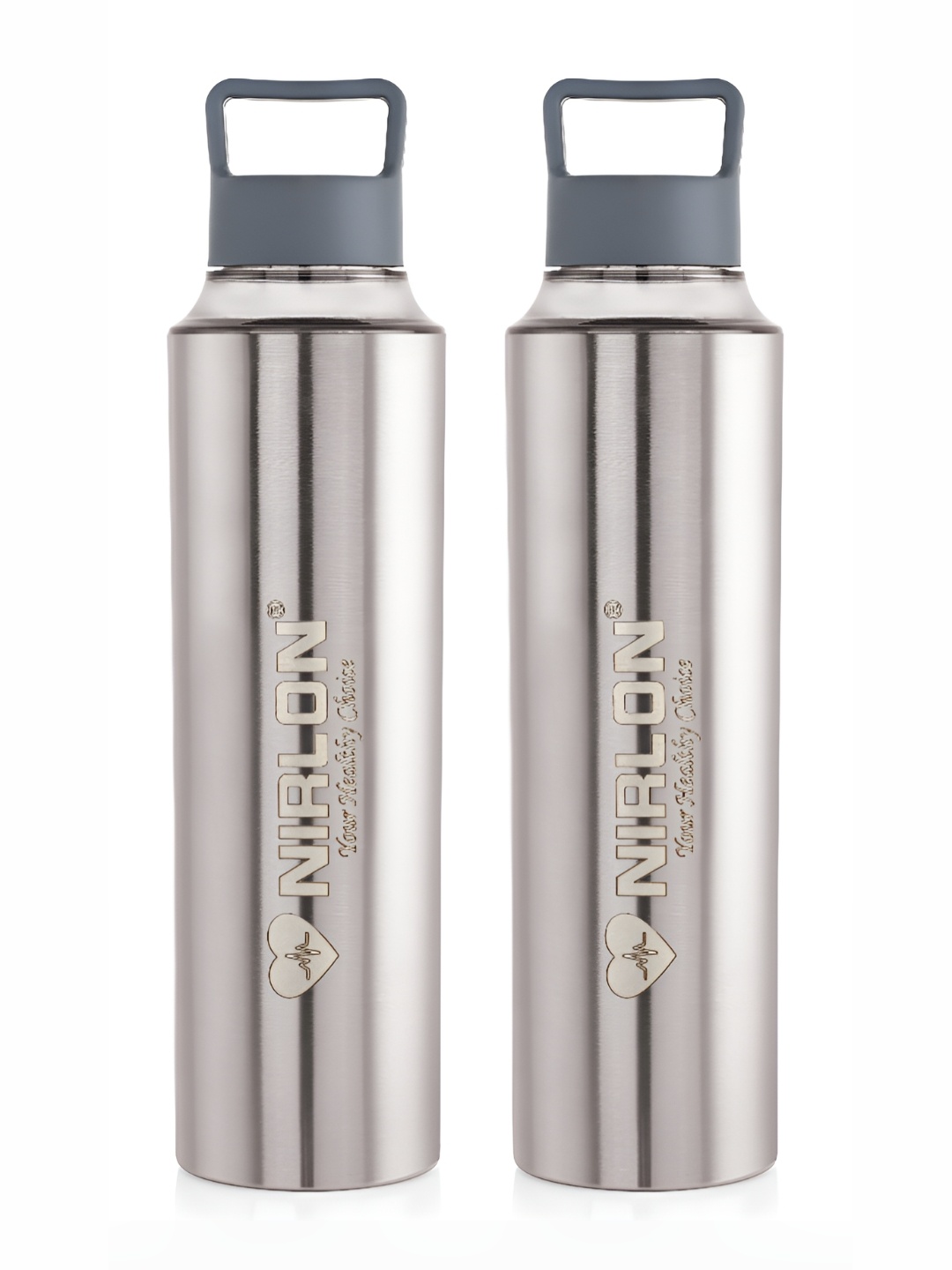 

NIRLON Grey & Silver-Toned 2Pcs Stainless Steel Water Bottles 900ml Each