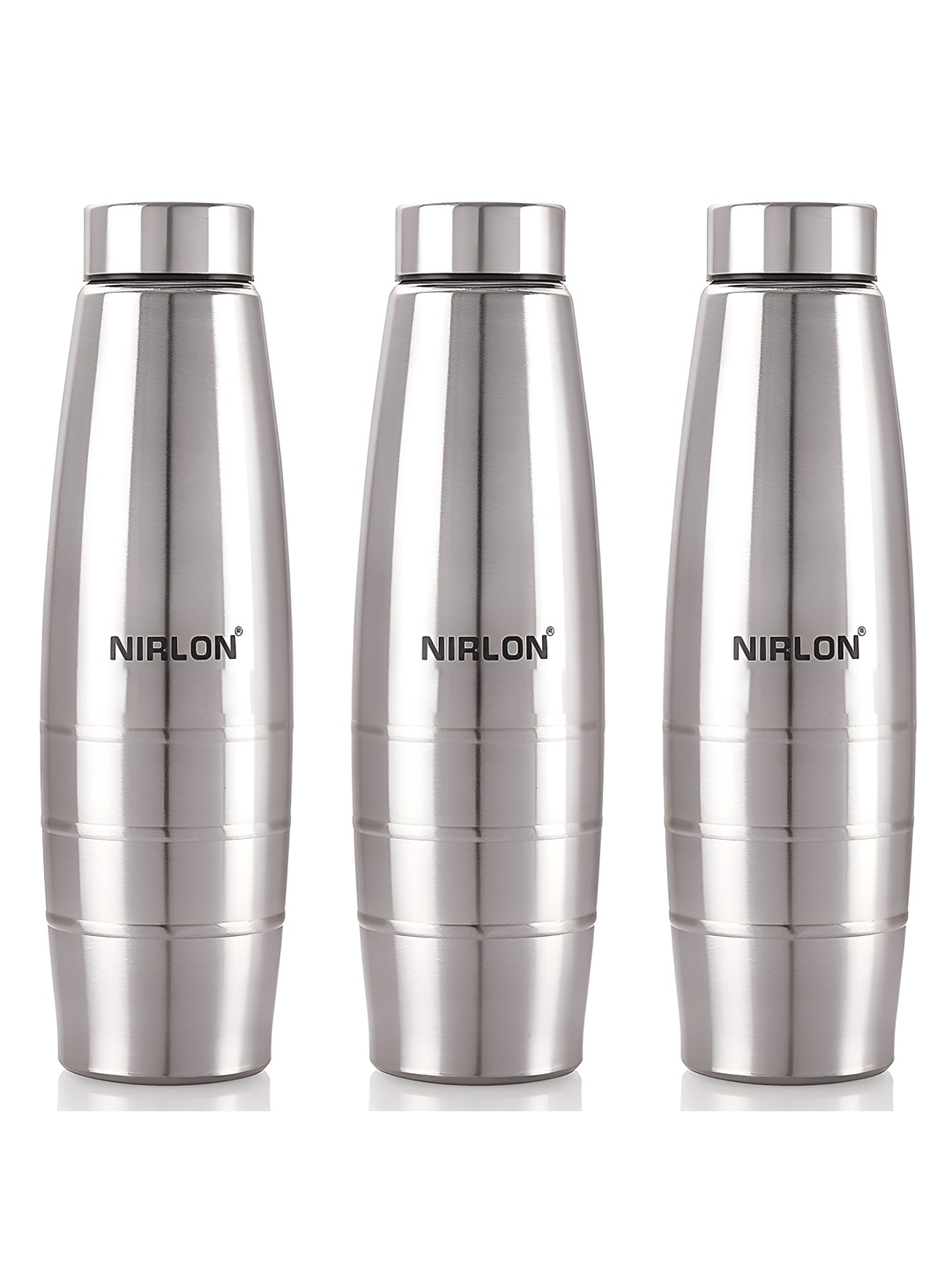 

NIRLON Silver-Toned 3 Pieces Stainless Steel Solid Water Bottles 1 ltr