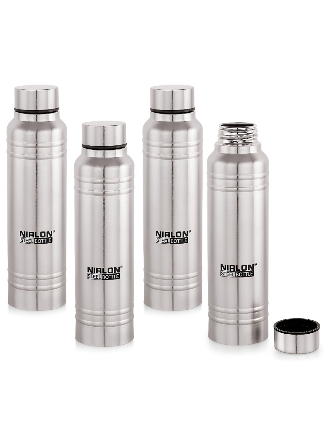

NIRLON Silver-Toned 4 Pieces Stainless Steel Water Bottle 1 L