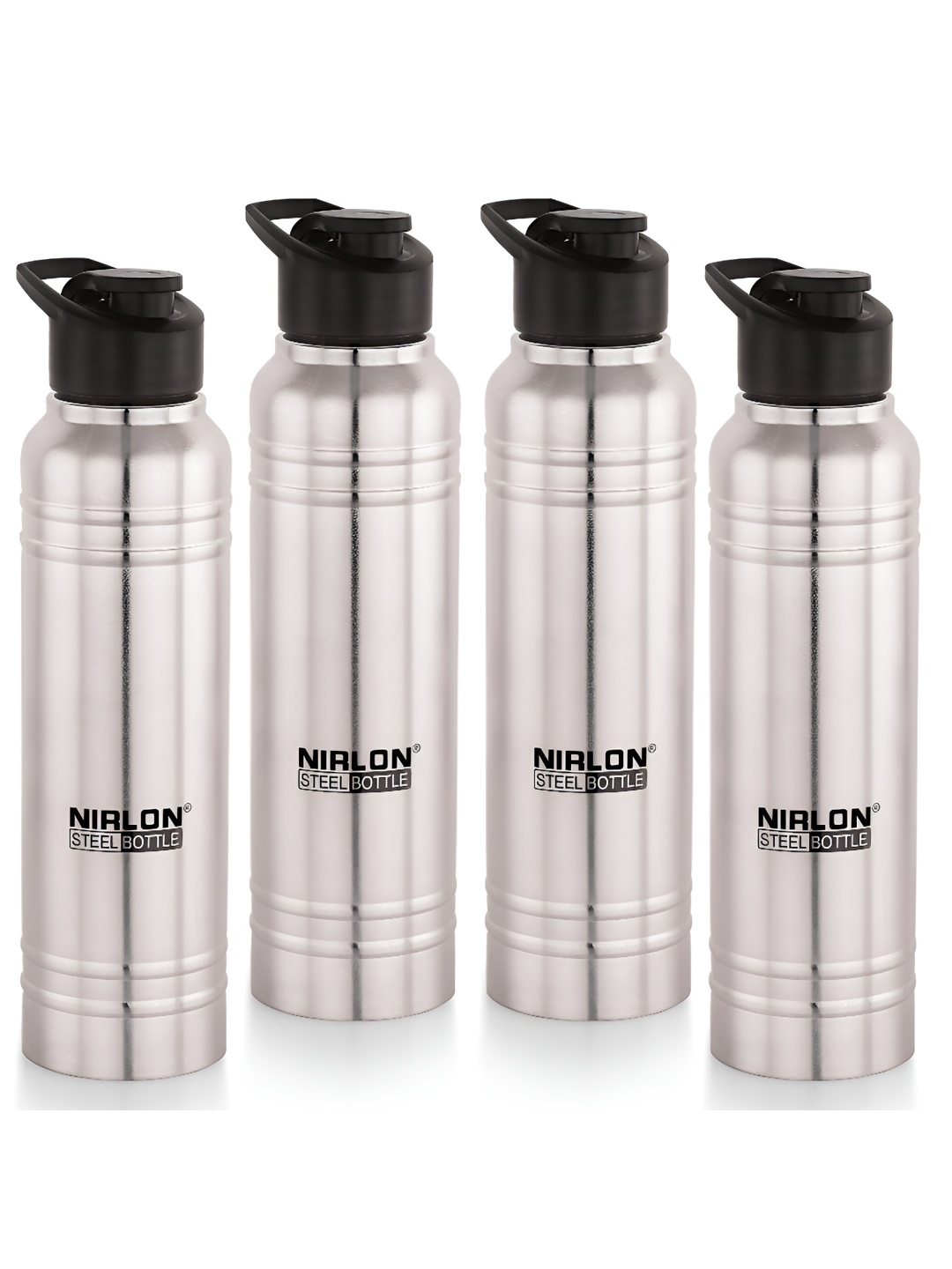 

NIRLON Polo Sport Flip Silver Toned 4 Pieces Stainless Steel Water Bottles 1L Each