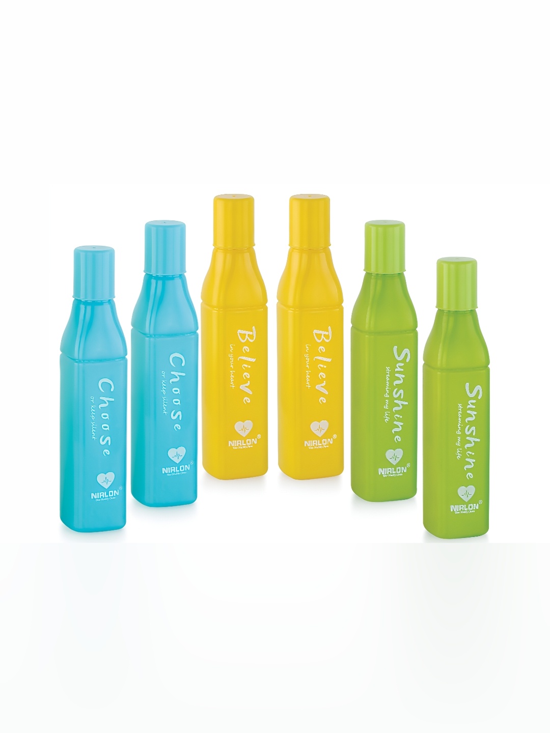 

NIRLON Yellow & Green 6 Pieces Water Bottles 550 ml Each
