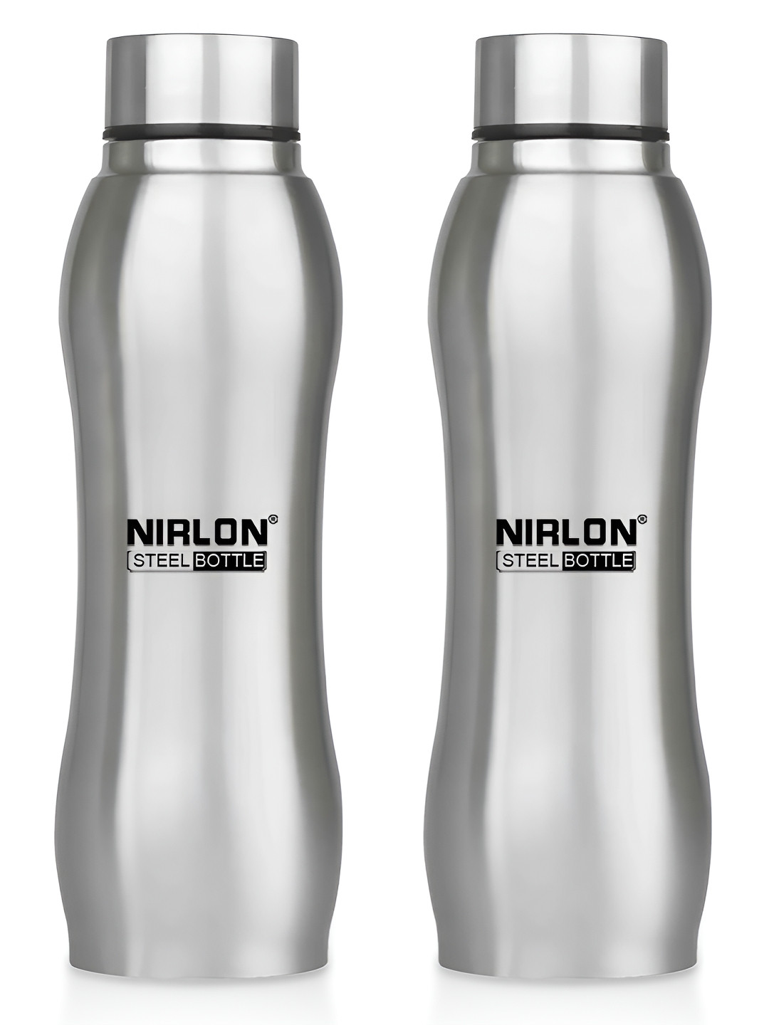 

NIRLON Silver-Toned 2 Pcs Printed Single Wall Stainless Steel Water Bottles 750 ML