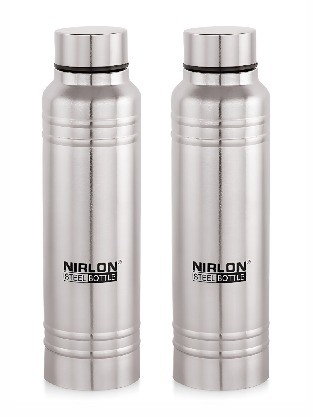 

NIRLON Silver-Toned 2Pcs Stainless Steel Single Wall Vacuum Water Bottles 1l Each