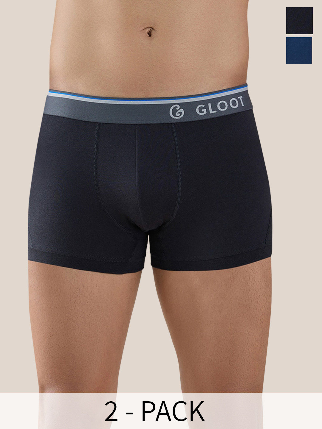 

Gloot Pack Of 2 Cotton Basic Briefs- GLI017-Jet Black / Navy