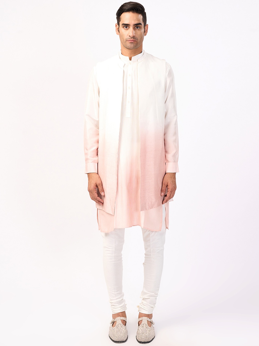 

Rohit Gandhi + Rahul Khanna Ombre Thread Work Pathani Kurta Set, White