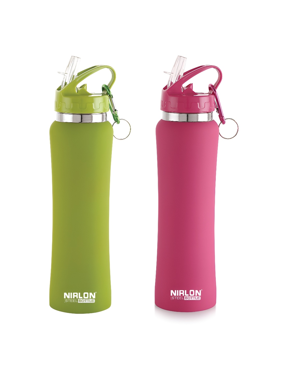 

NIRLON Green & Pink 2 Pcs Stainless Steel Water Bottle 750 ml