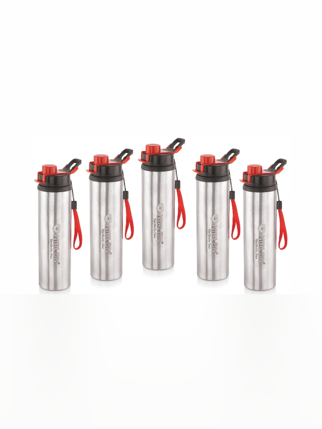 

NIRLON Silver-Toned 5 Pieces Stainless Steel BPA Free Water Bottle 900ml