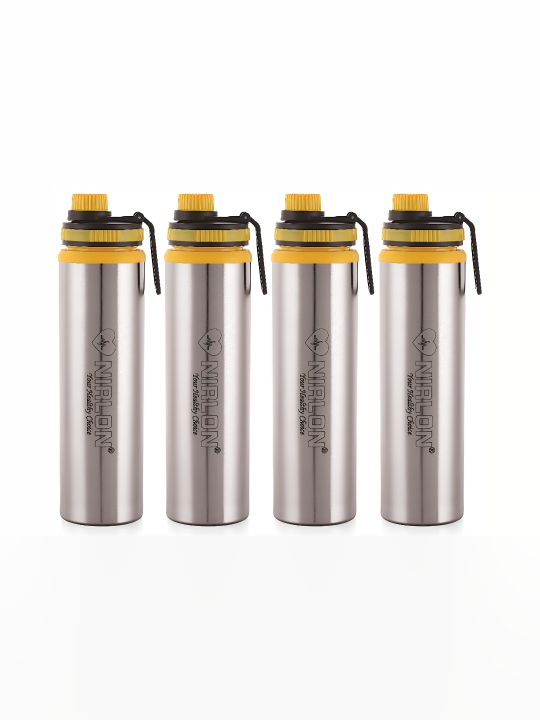 

NIRLON Eco Star Silver-Toned 4 Pieces Stainless Steel Water Bottles 900ml Each