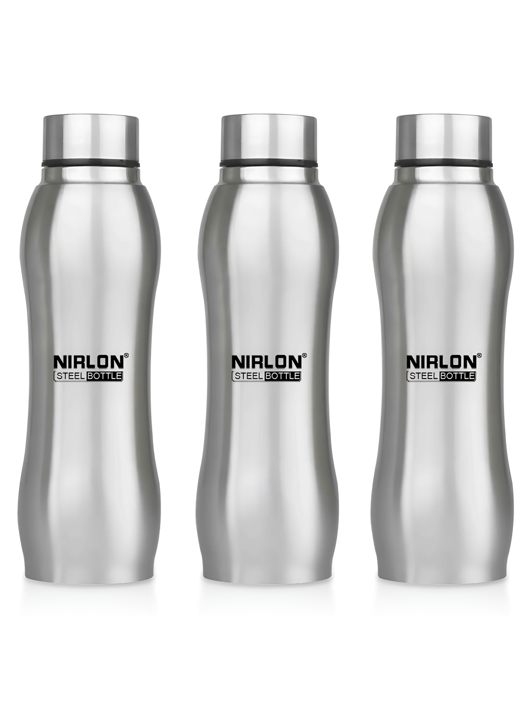 

NIRLON Silver-Toned 3Pcs Stainless Steel Single Wall Vacuum Water Bottles 1l Each