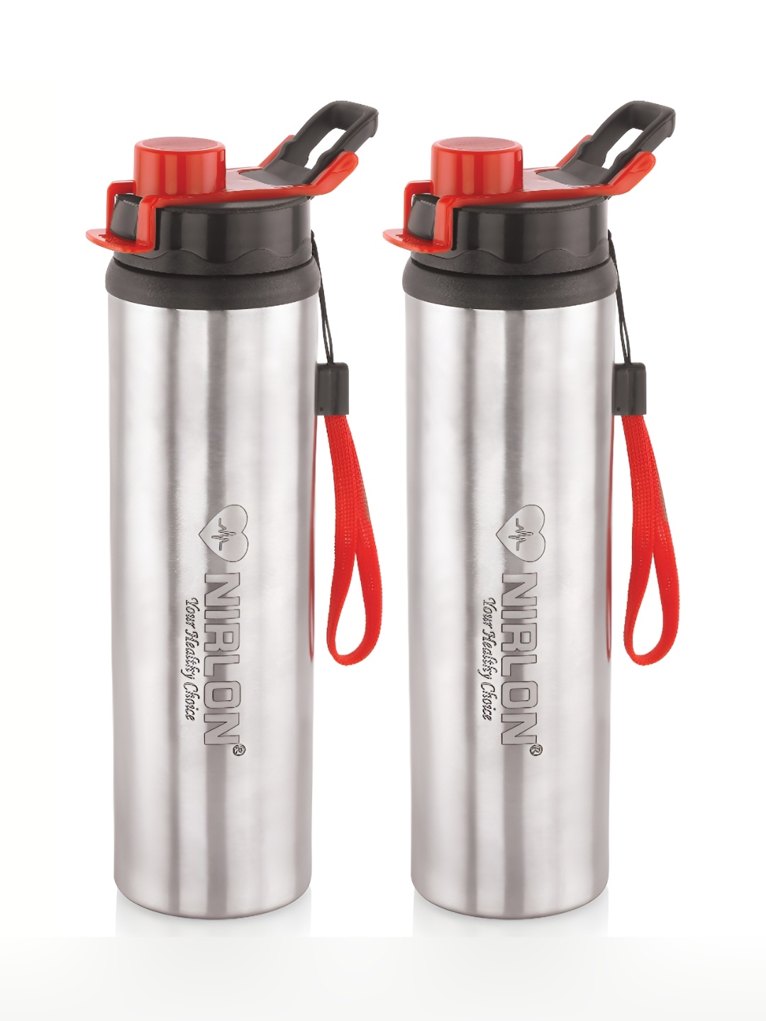 

NIRLON Silver-Toned 2 Pieces Stainless Steel Solid Water Bottles 900 ml Each