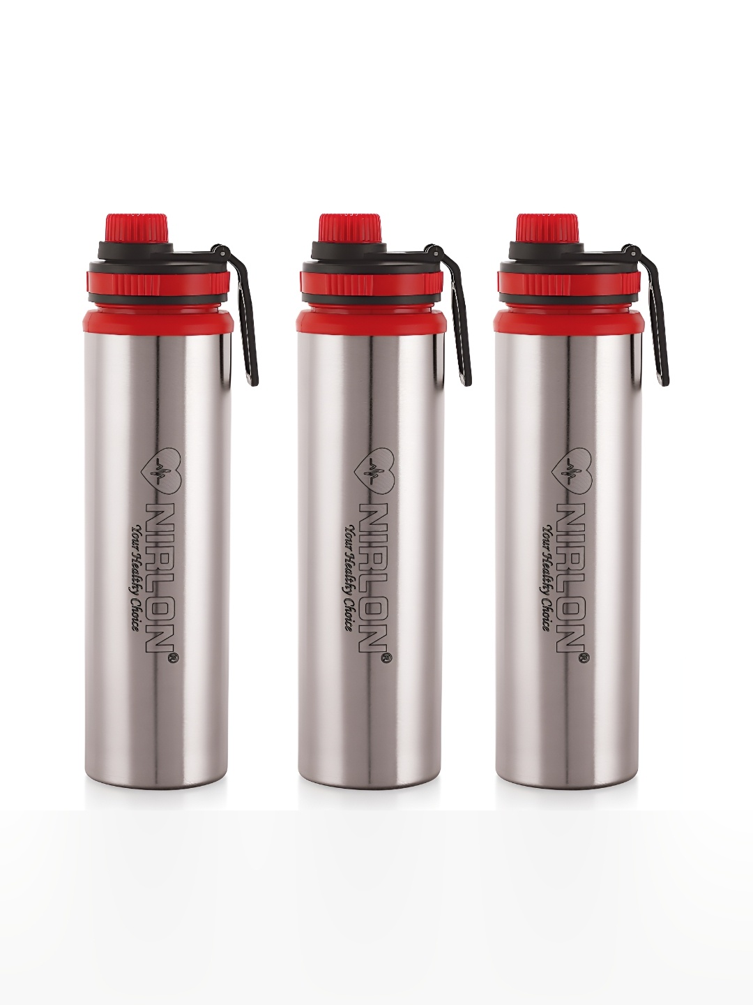 

NIRLON Silver-Toned 3 Pieces Stainless Steel Solid Water Bottle 900ml