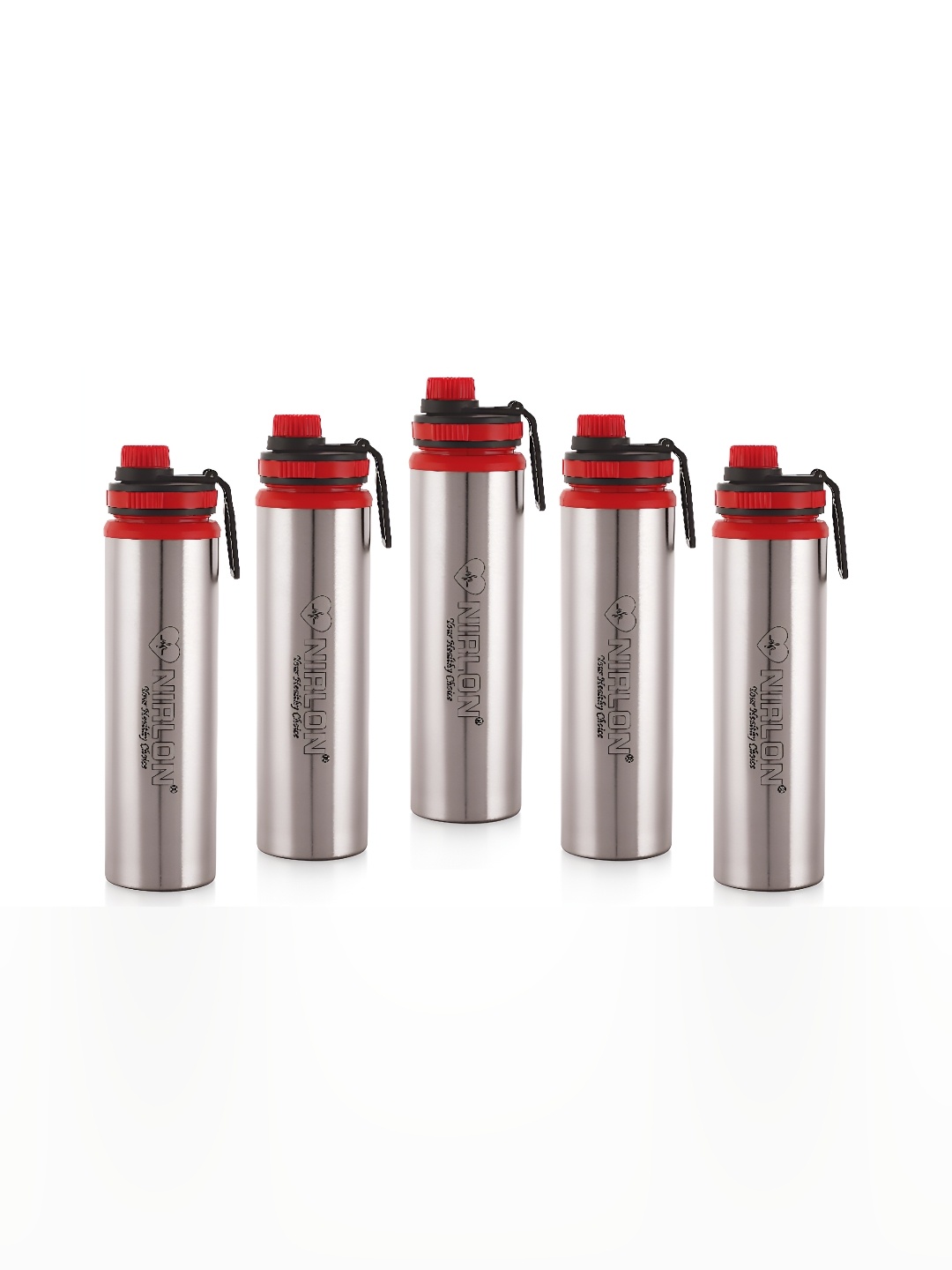 

NIRLON Silver-Toned 5 Pieces Stainless Steel BPA Free Water Bottle 900ml