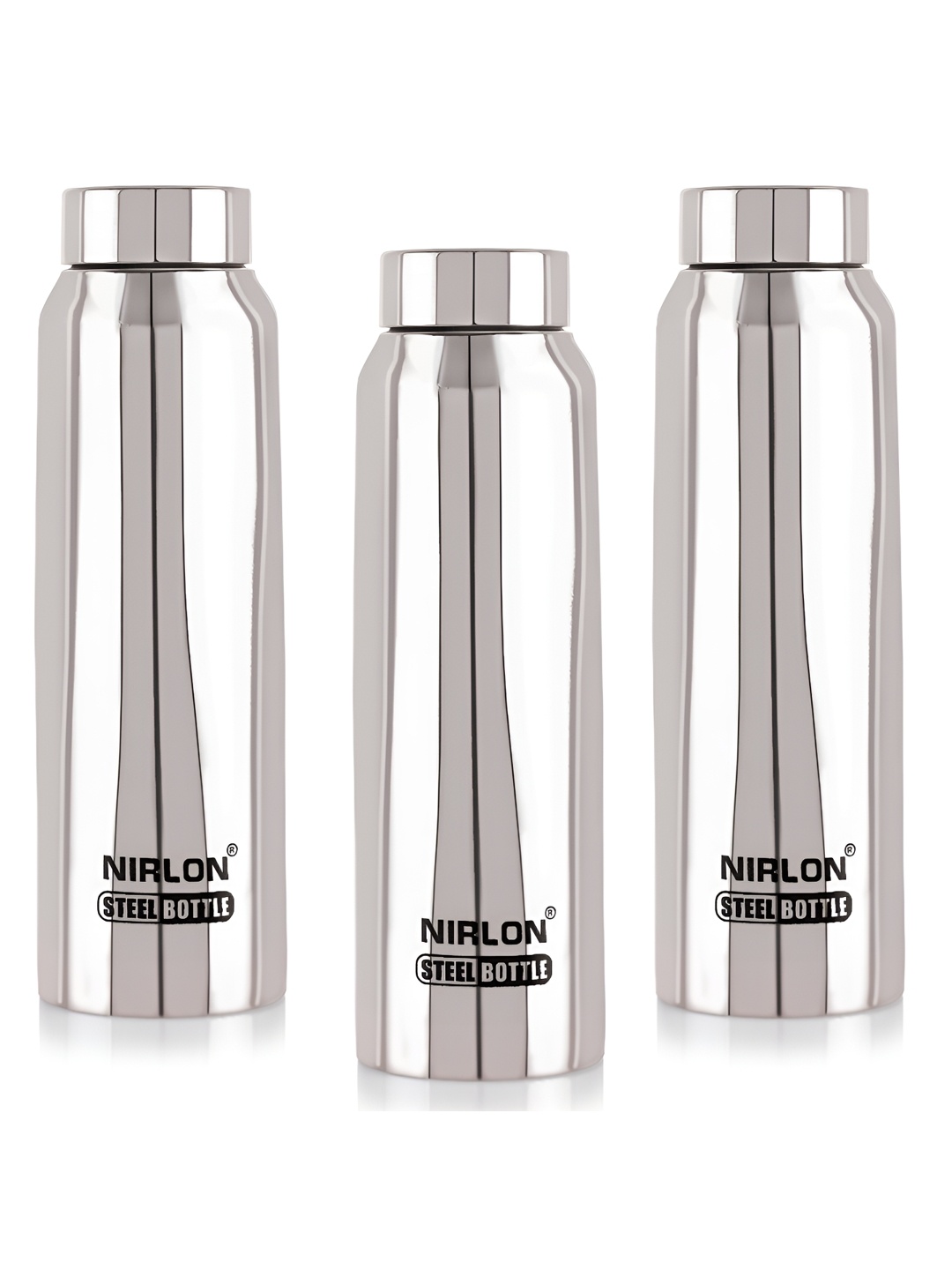 

NIRLON Silver-Toned 3 Pieces Stainless Steel Water Bottle 1 Ltr