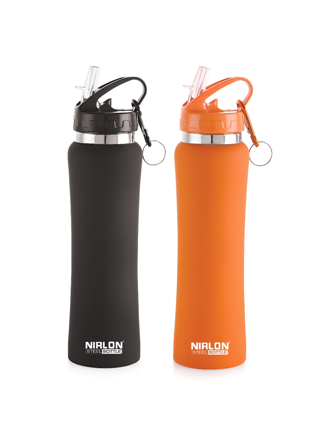

NIRLON Orange & Black 2 Pieces Stainless Steel Solid Water Bottles 750 ml
