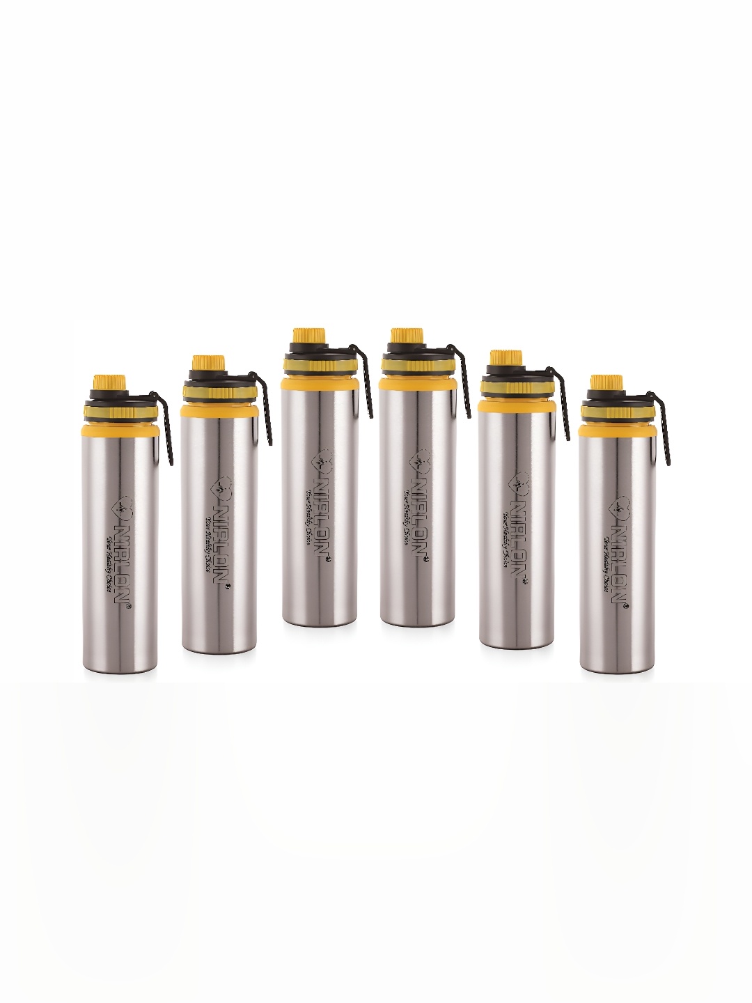 

NIRLON Silver-Toned 6 Pcs Stainless Steel Solid Water Bottle 900 ML