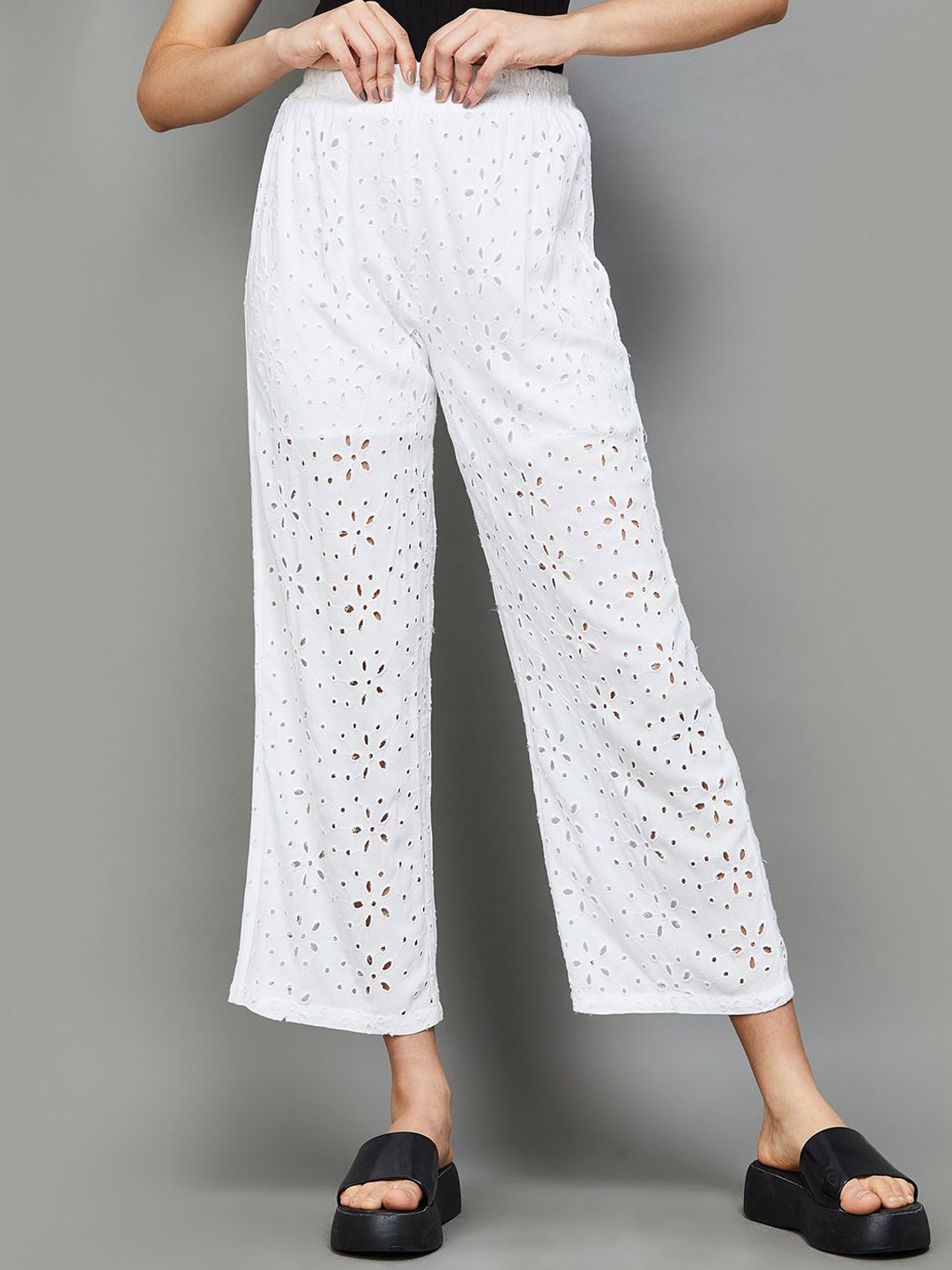 

Fame Forever by Lifestyle Women Floral Printed Parallel Trousers, White