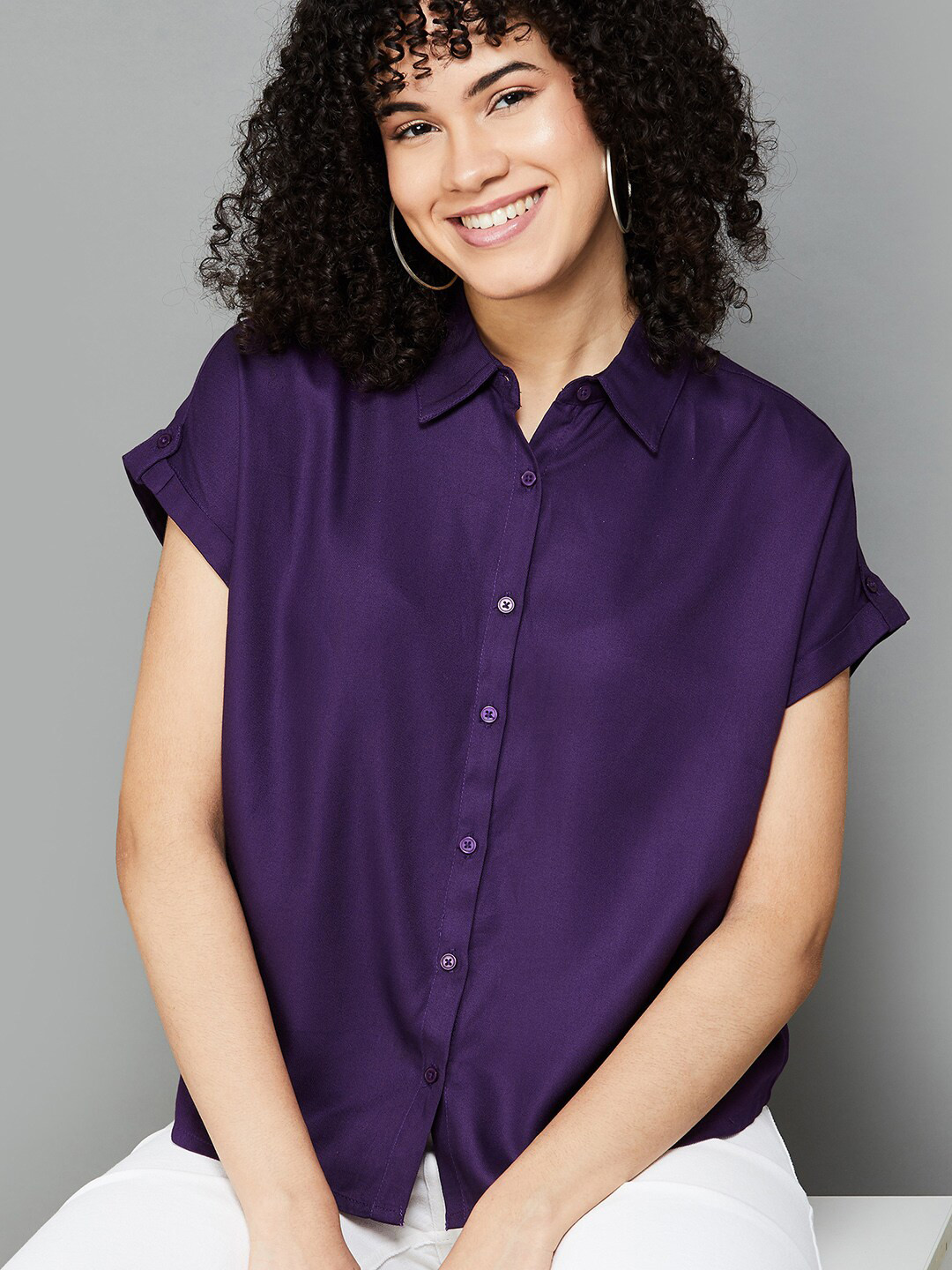 

Fame Forever by Lifestyle Extended Sleeves Shirt Style Top, Purple